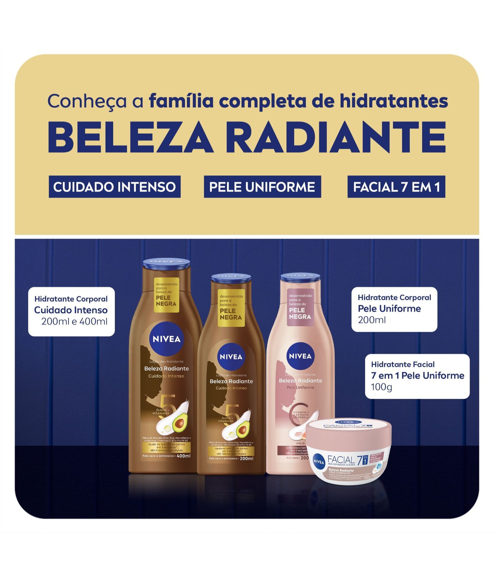 Creme Facial Uniformizador Hidratante Facial 7 em 1 Beleza Radiante Nivea 100g 7
