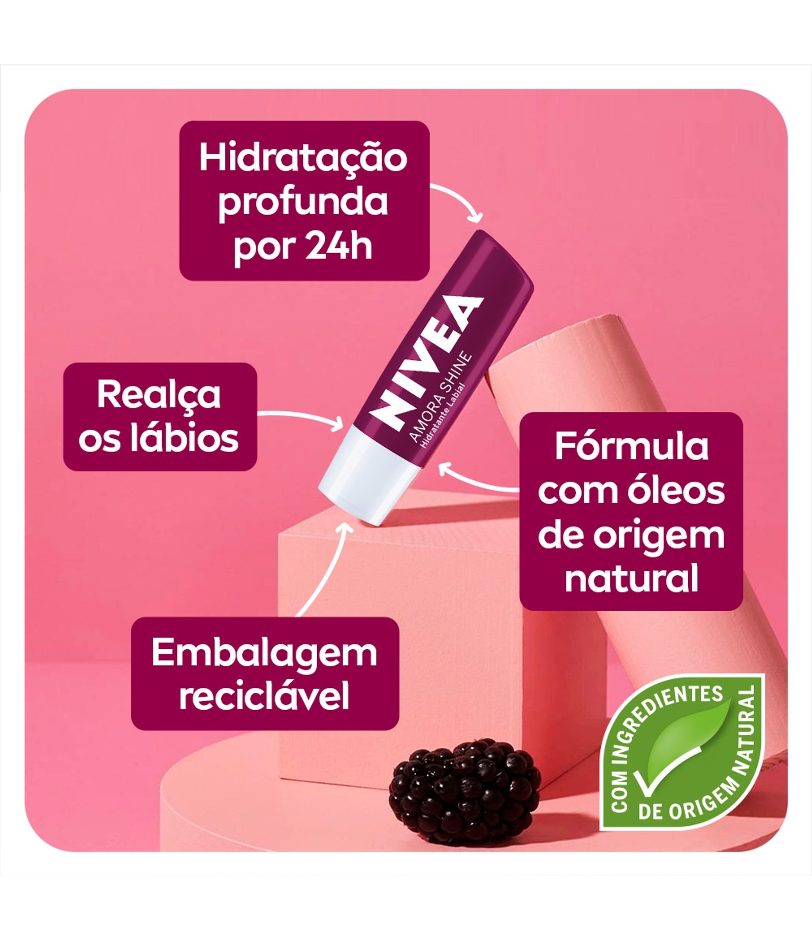 Hidratante Labial Amora Shine 85286 Nivea 4,8g 4