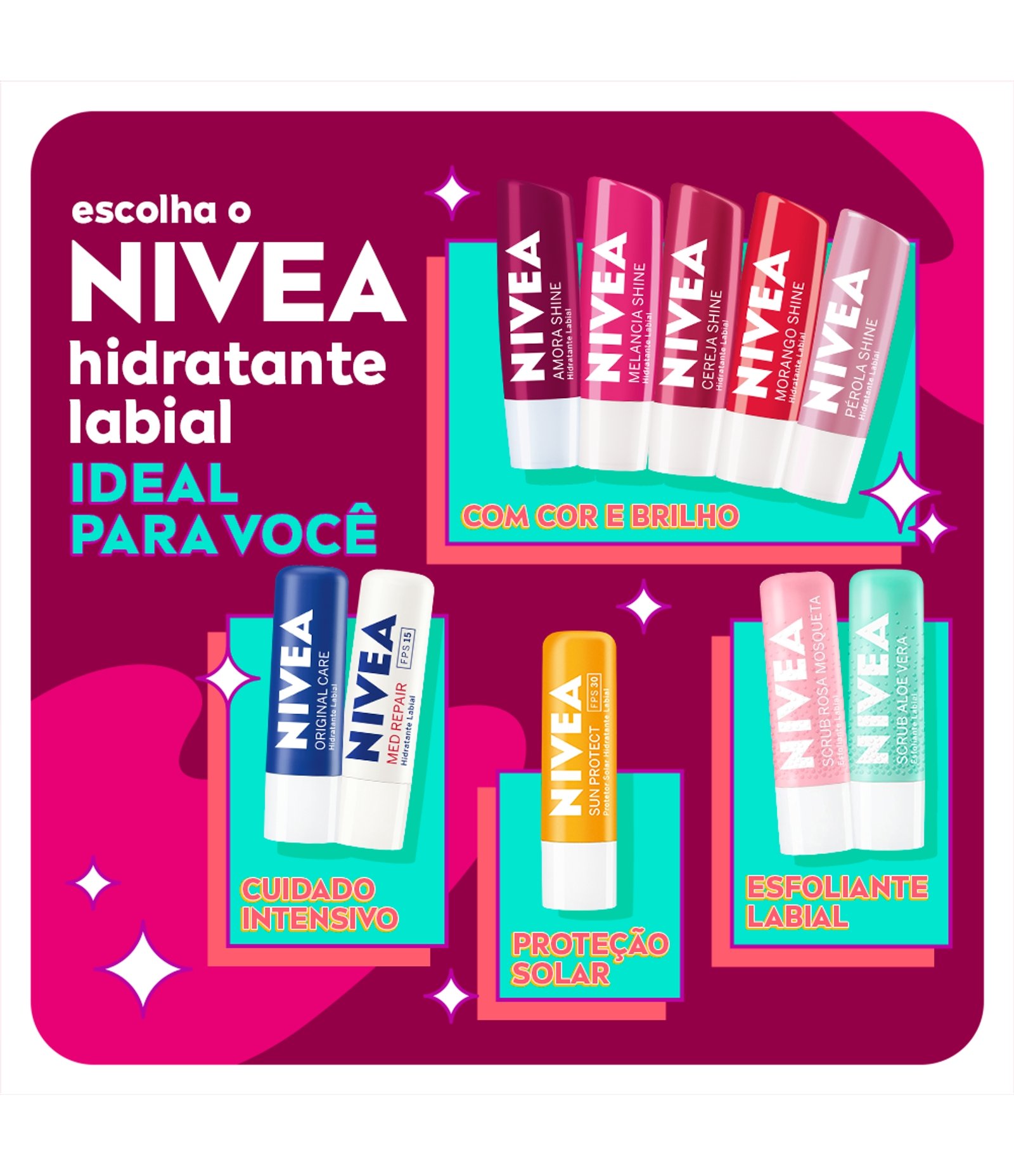 Hidratante Labial Amora Shine 85286 Nivea 4,8g 8