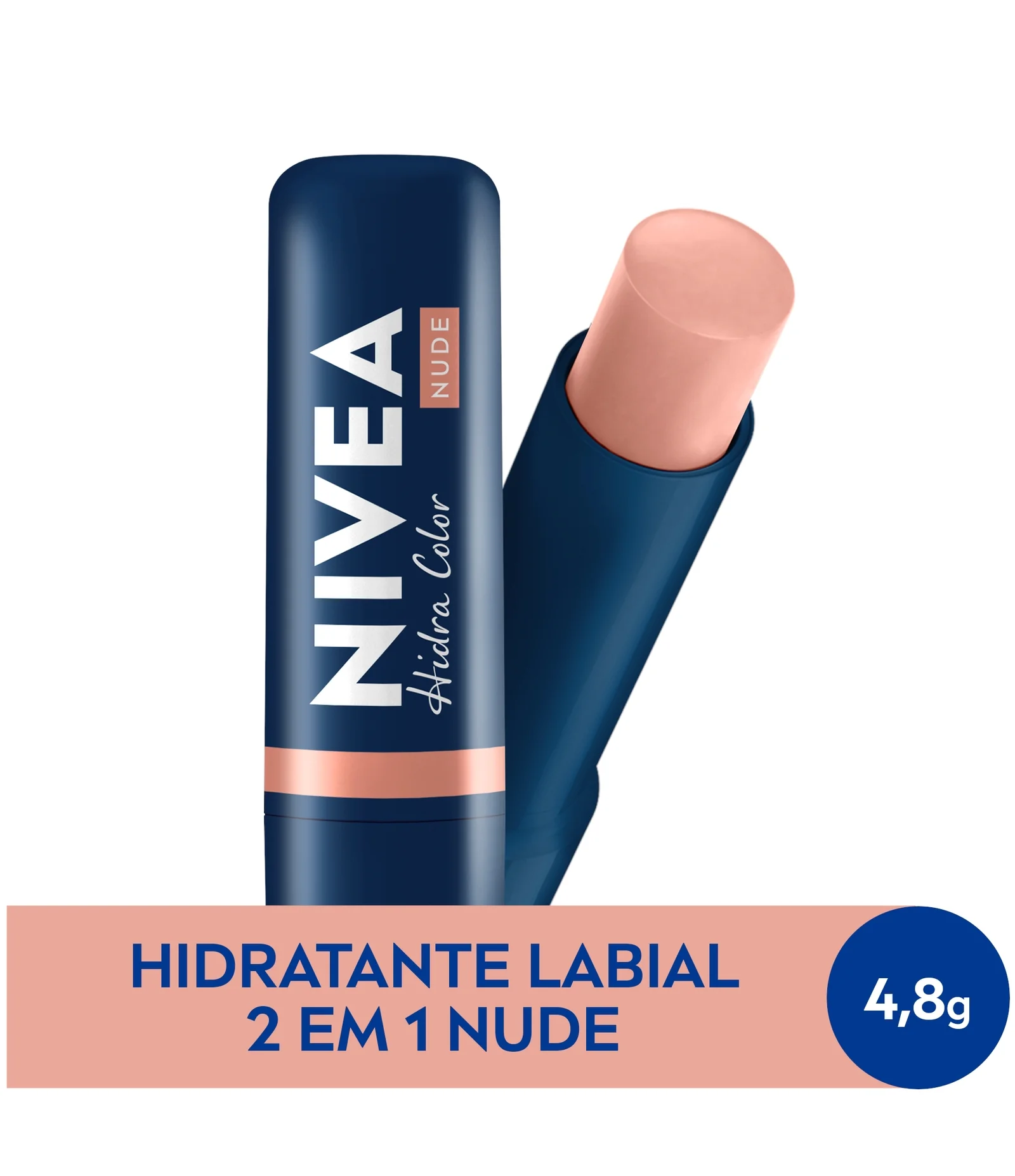 Hidratante Labial Hidra Color 2 em 1 Nude Nivea 4,8g 1