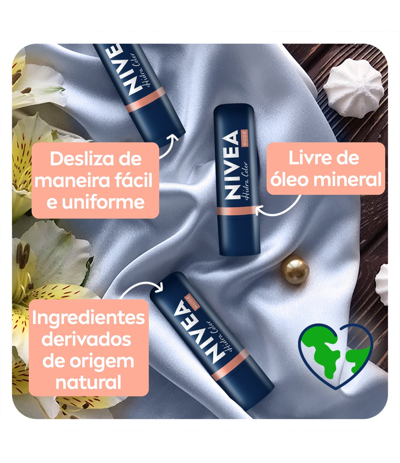 Hidratante Labial Hidra Color 2 em 1 Nude Nivea 4,8g 4