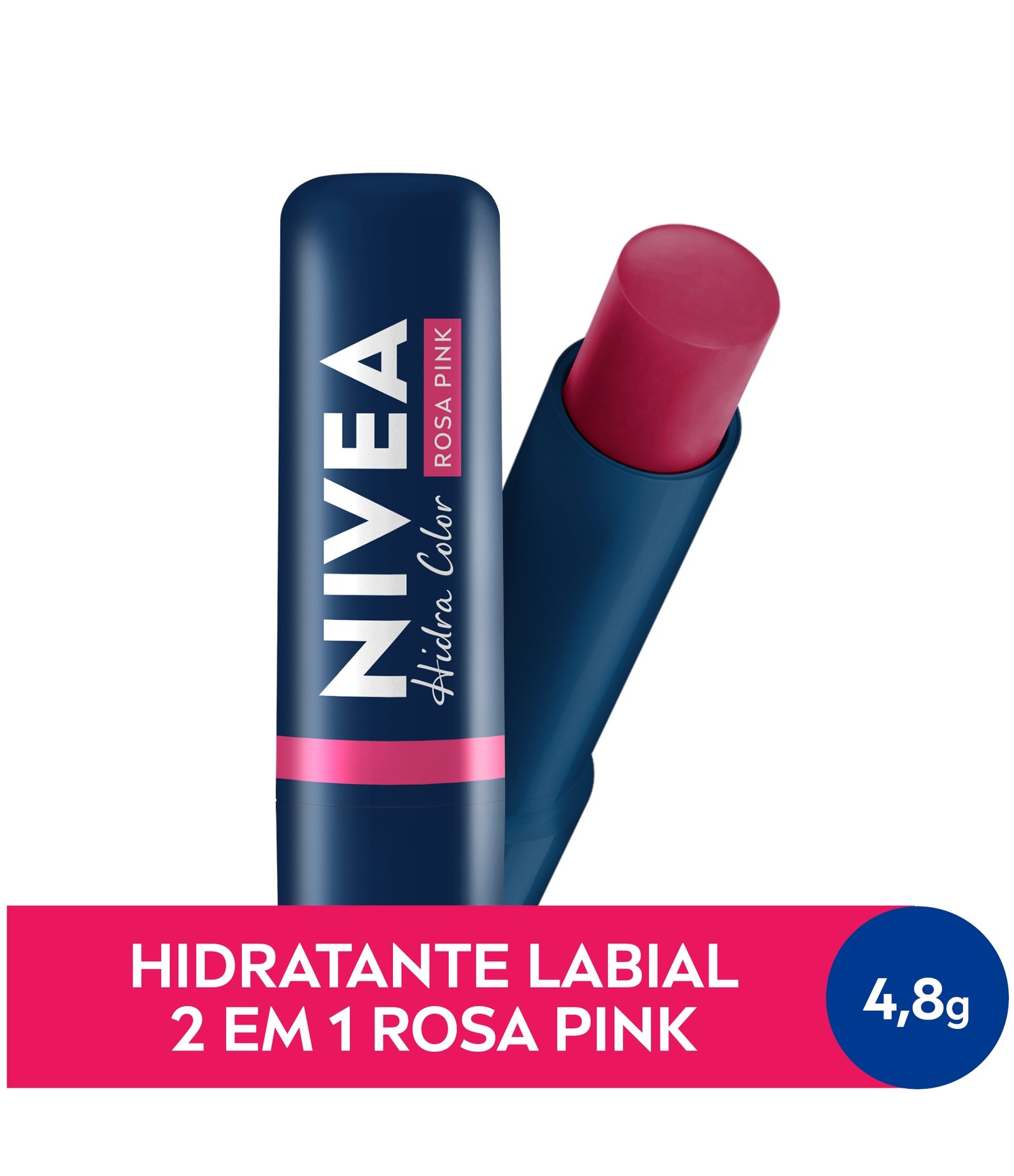 Hidratante Labial Hidra Color 2 em 1 Rosa Pink 4,8g Nivea 4,8g 1