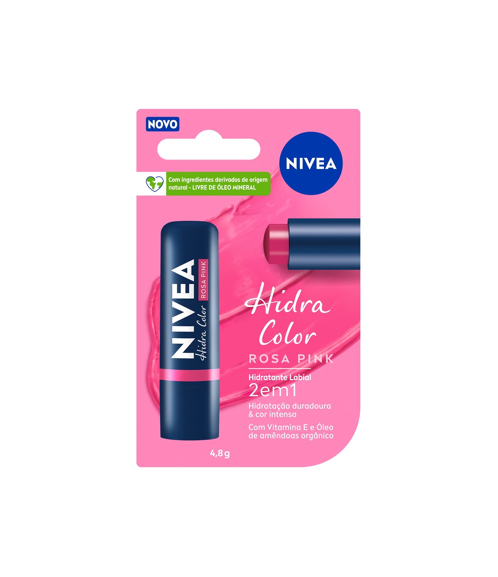 Hidratante Labial Hidra Color 2 em 1 Rosa Pink 4,8g Nivea 4,8g 2