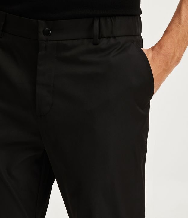 Pantalón Slim Sastrería con Cintura Elástica y Bajo Plegado Negro 4