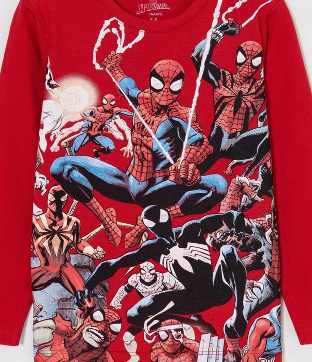 Camiseta Infantil Estampa Spider-Man Multiverso - Tam 3 a 10 Anos Vermelho