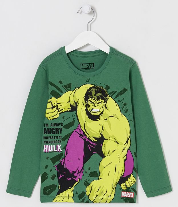 Camiseta Infantil Estampa Hulk - Tam 3 a 10 Anos - Cor: Verde - Tamanho: 7-8