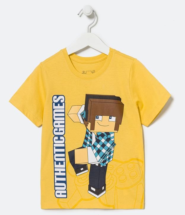 Camiseta Infantil Estampa Authentic Games - Tam 5 a 14 Anos - Cor: Amarelo - Tamanho: 7-8