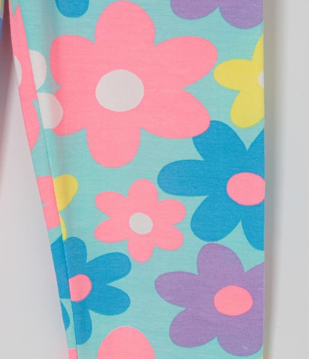 Pantalón Legging Infantil Estampado Flores de Colores - Talle 5 a 14 años Azul 3