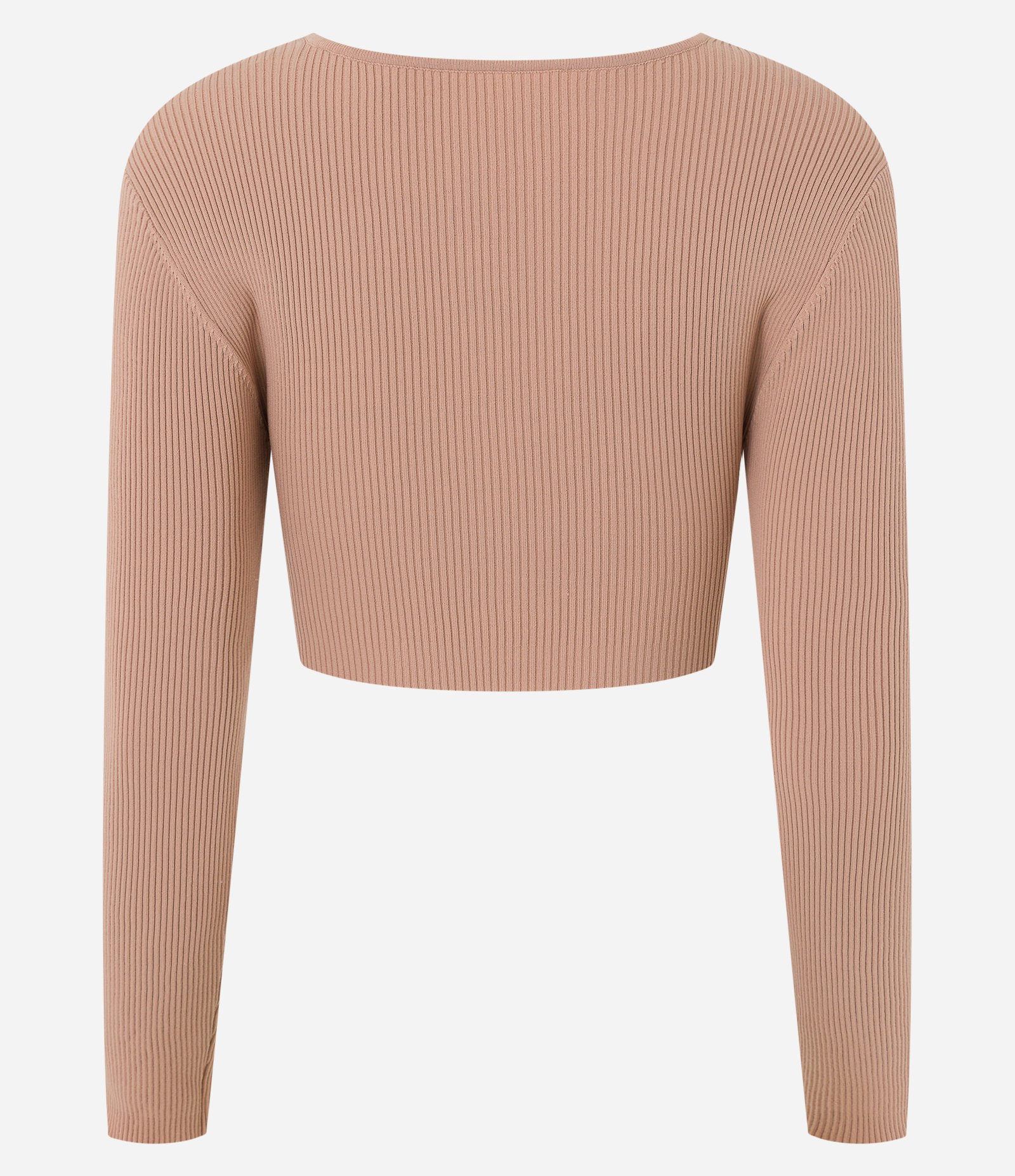 Blusa Cropped em Tricô Canelado com Cut Out e Busto Torcido Marrom 7