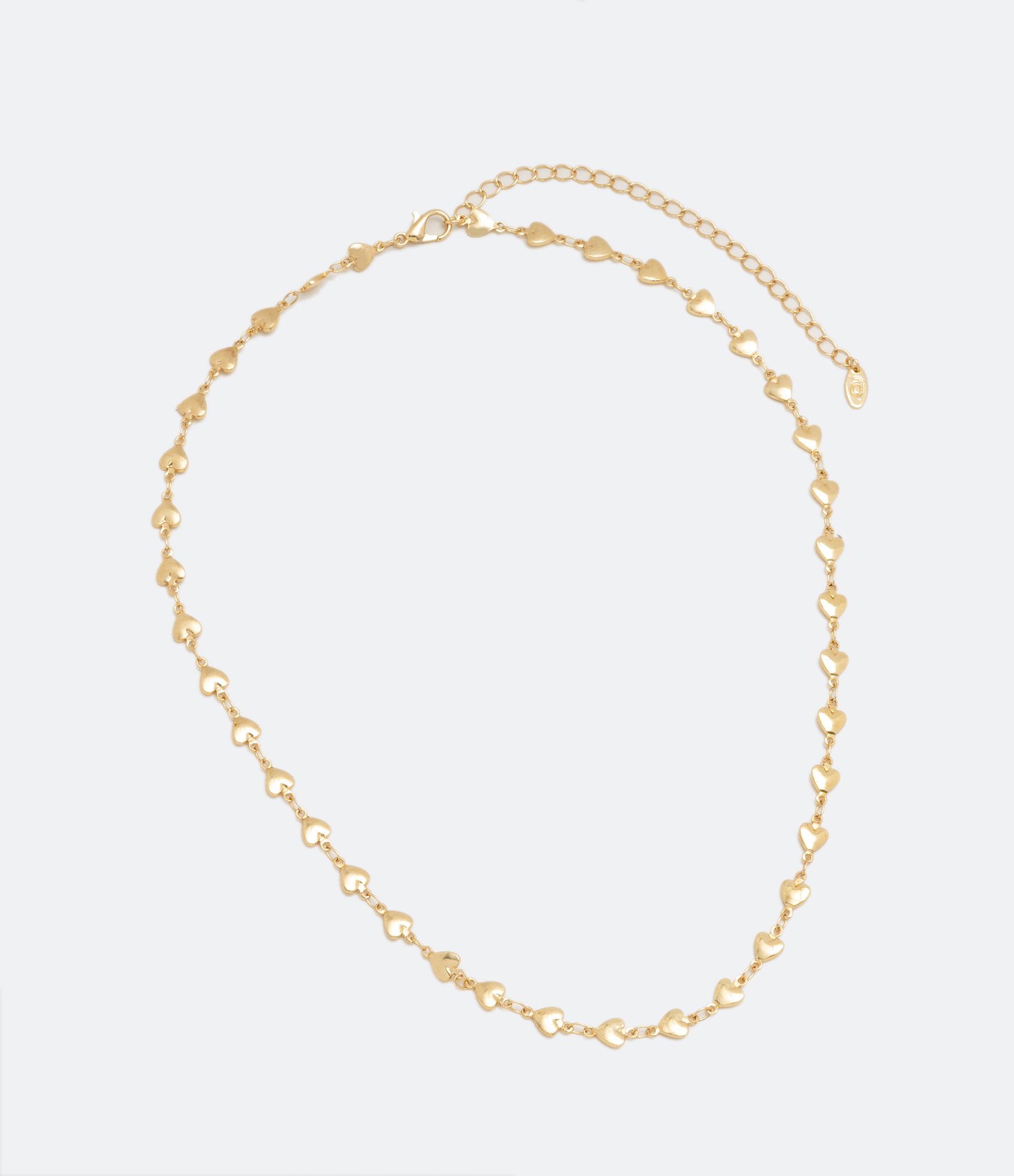 Colar Curto em Metal com Corrente Corações Dourado 2