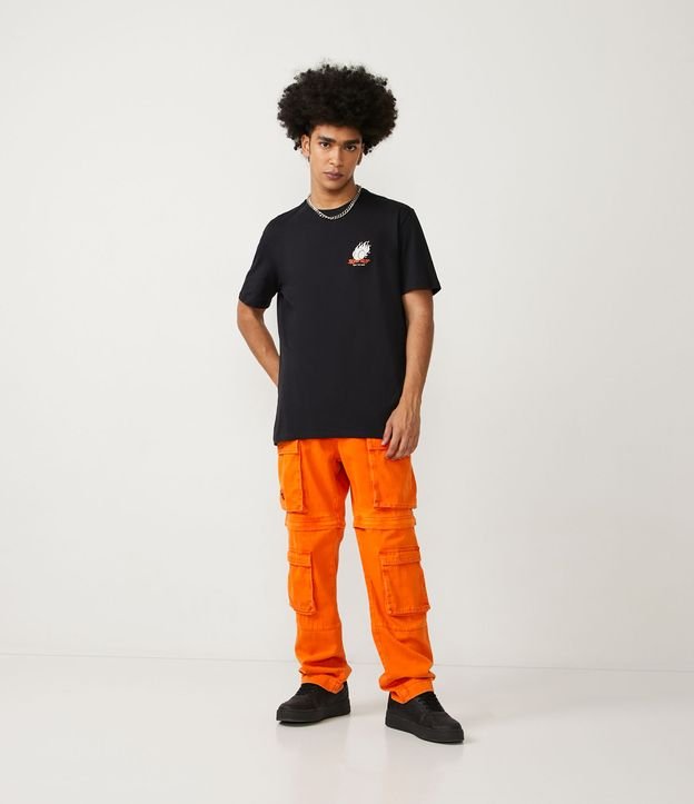 Camiseta Regular em Algodão com Estampa Bola de Beisebol