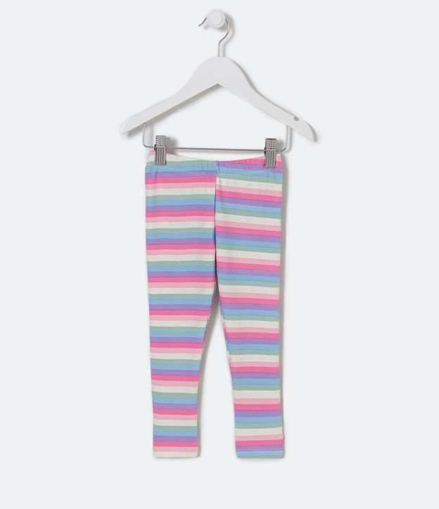 Pantalón Legging Infantil Estampado Rayas de Colores - Talle 1 a 5 años Blanco 1