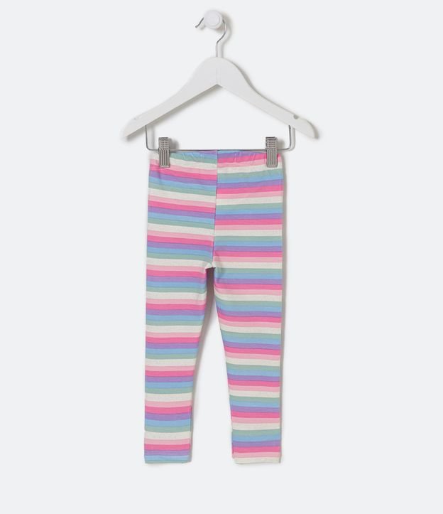 Pantalón Legging Infantil Estampado Rayas de Colores - Talle 1 a 5 años Blanco 2