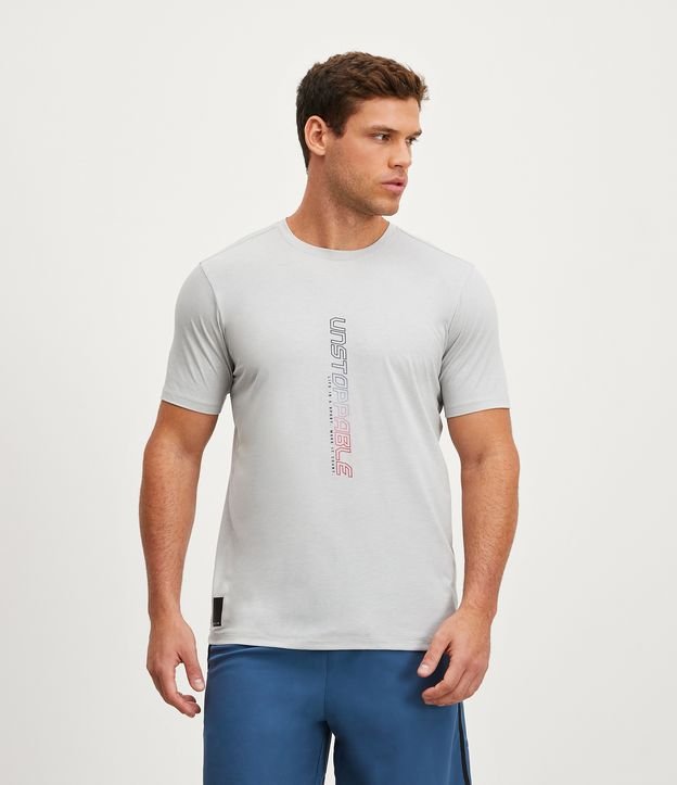 Camiseta Dry Fit com Lettering Unstoppable Cinza 4