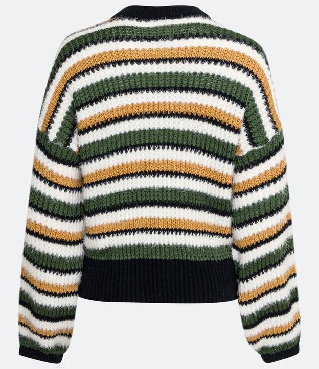 Blusa en Punto con Rayas y Barra Contrastante Multicolores 6