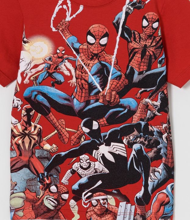 Camiseta Infantil Estampa Spider-Man Multiverso - Tam 3 a 10 Anos Vermelho
