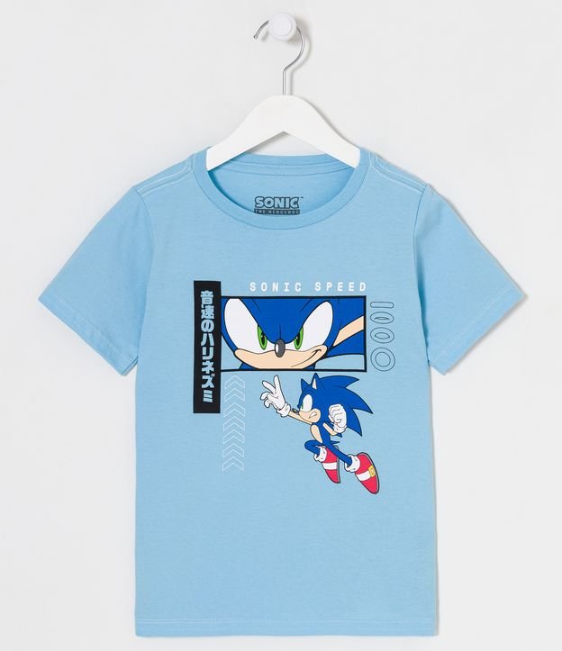 Camiseta Infantil Estampa Sonic Correndo - Tam 4 a 12 Anos Azul