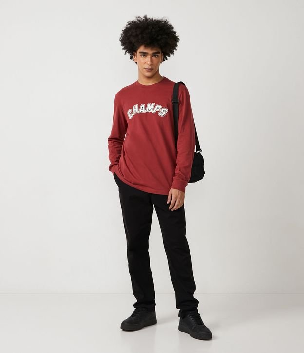 Remera Relaxed en Algodón con Bordado Champs Rojo 1