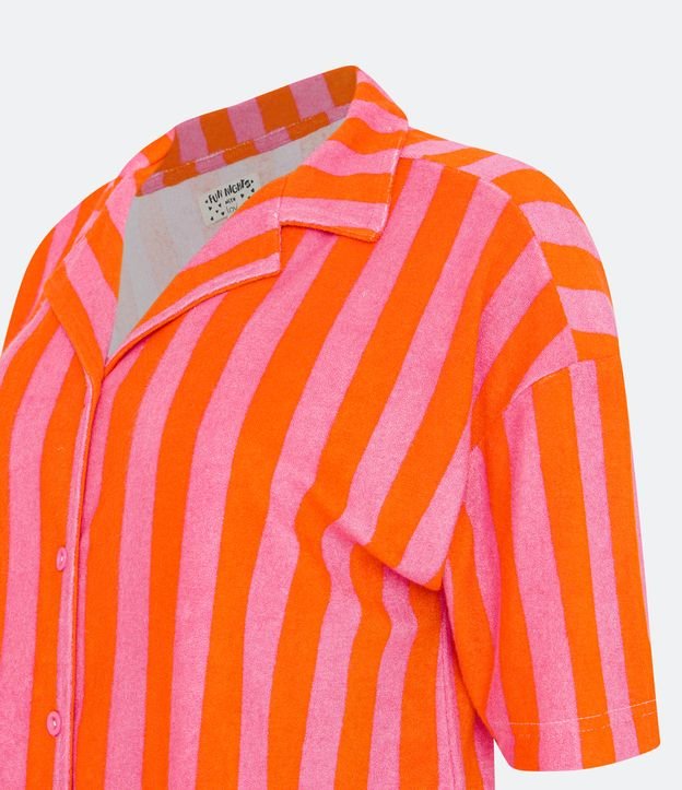 Pijama Americano Curto em Viscose Atoalhada com Abotoamento Frontal Laranja/ Rosa 7