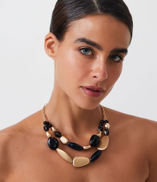 Maxi Collar Capas con Resina Irregulares Dorado 2