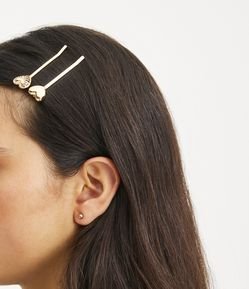 Kit 02 Presilhas de Cabelo em Metal com Corações
