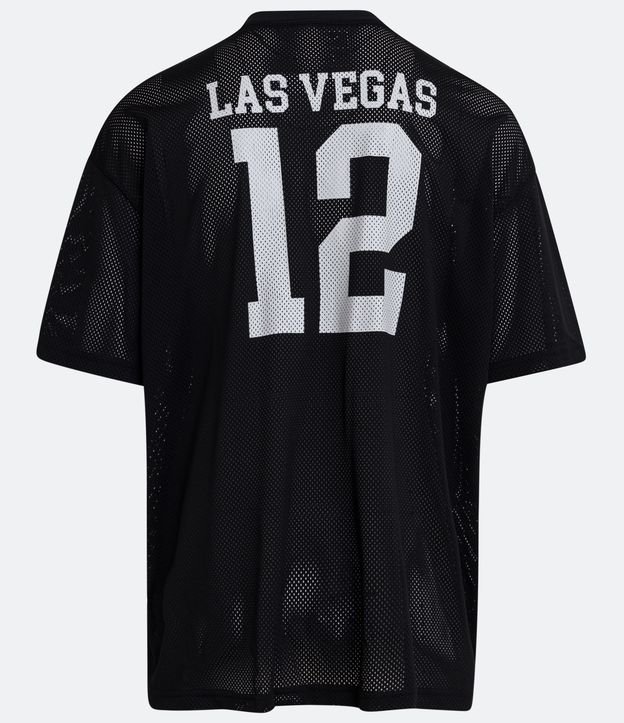 Camiseta Oversized com Textura e Estampa Las Vegas 12 Preto 8