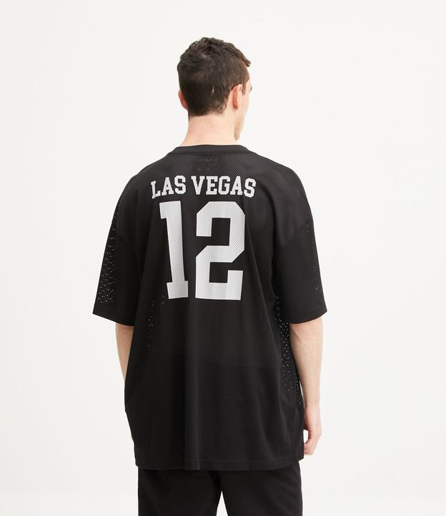 Camiseta Oversized com Textura e Estampa Las Vegas 12 Preto 3