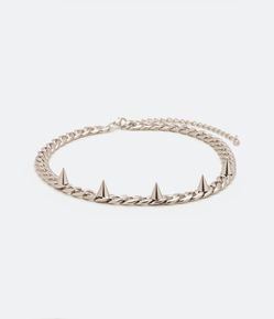 Colar Médio em Metal de Corrente com Spikes