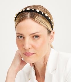 Tiara Fina em Veludo com Chatons de Cristais