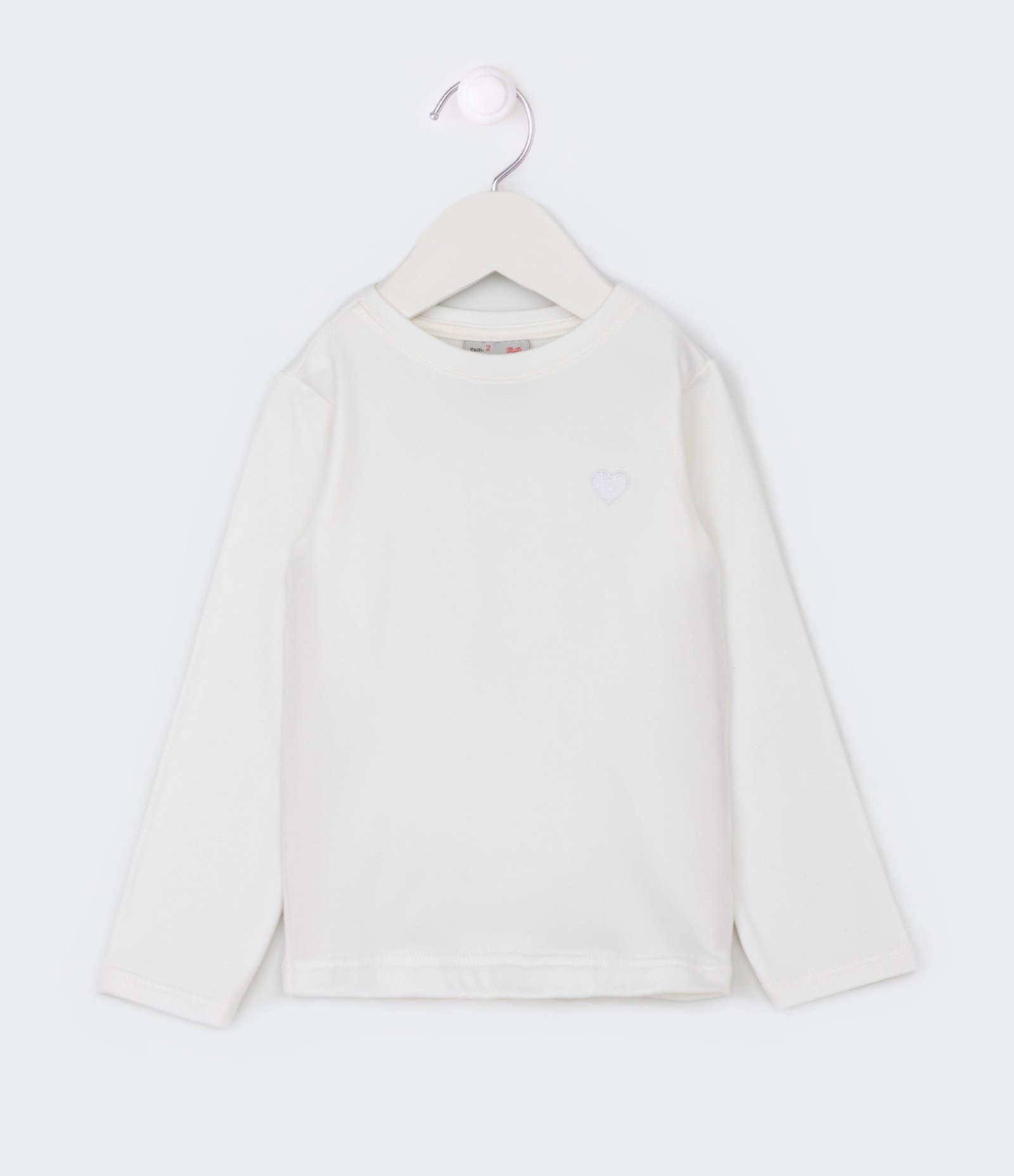 Blusa Térmica Infantil Quentinha com Bordado de Coração - Tam 1 a 5 Anos Branco Neve 1