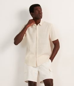 Camisa Regular em Algodão com Textura Vazada