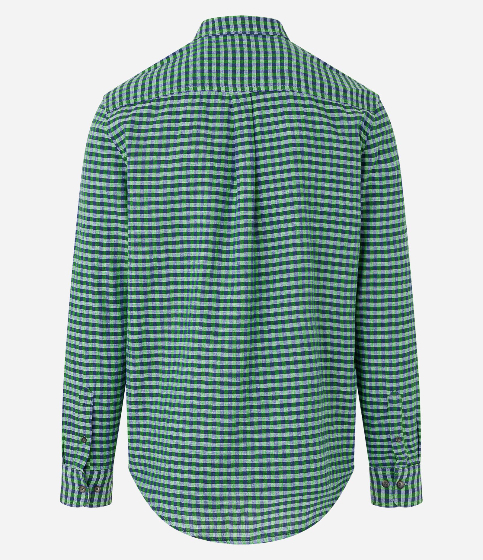 Camisa Regular em Linho com Estampa Xadrez Verde/ Roxo 8