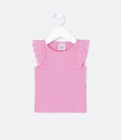 Blusa Regata Infantil com Babado Broderie - Tam 1 a 5 Anos