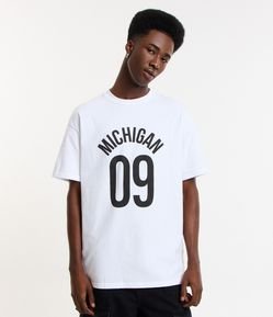 Camiseta em Algodão com Estampa de Michigan