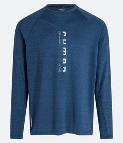Camiseta Esportiva Mesclada com Lettering Minimalista Refletivo