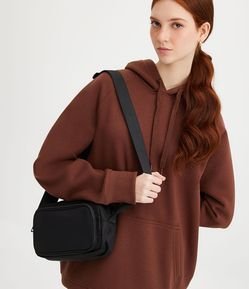 Bolsa Transversal Pequena com Alça Gorgurão e Zíper Frontal