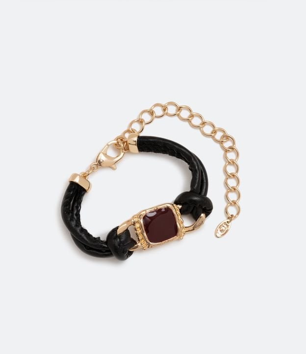 Pulsera en Material Sintético con Detalle en Resina Negro/Dorado 2