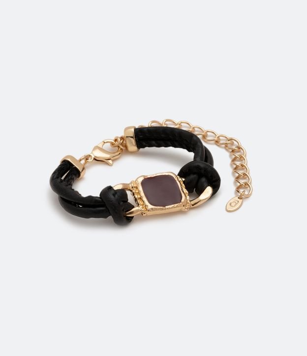 Pulsera en Material Sintético con Detalle en Resina Negro/Dorado 3