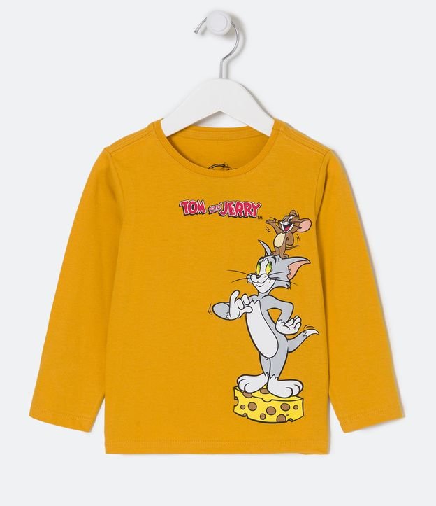 Camiseta Infantil Estampa Tom e Jerry - Tam 1 a 5 Anos - Cor: Amarelo - Tamanho: 02