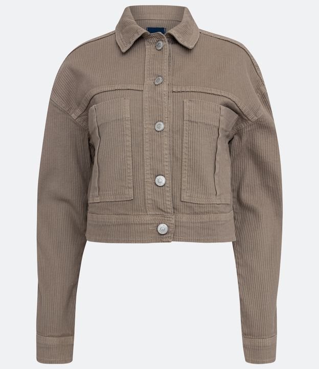 Campera en Sarga Pana con Bolsillos Grandes Marrón 5