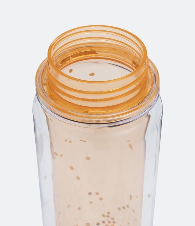 Botella Plástica con Pajita Reutilizable con Detalle de Purpurina 500ml Naranja 1