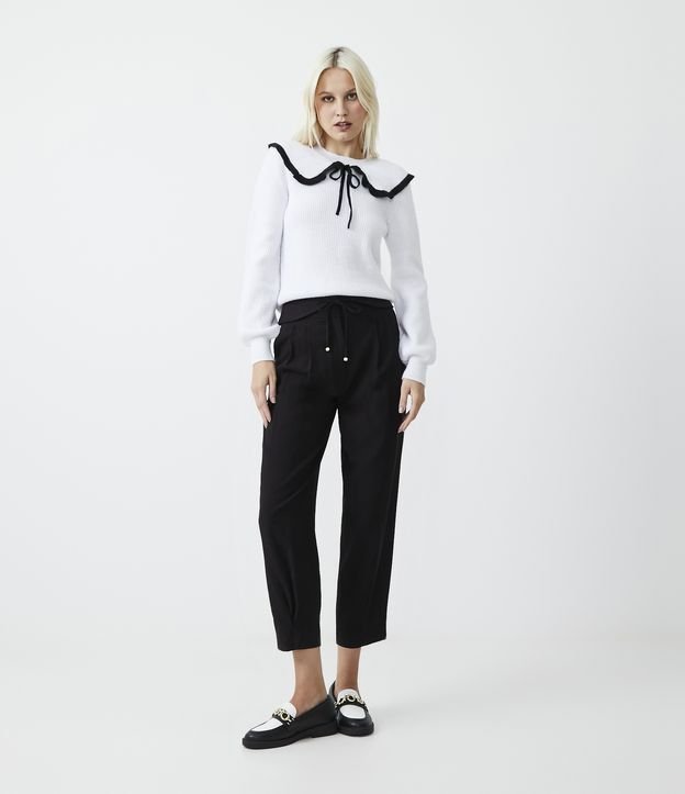 Pantalón Zanahoria en Viscosa con Lazo Frontal Negro 1