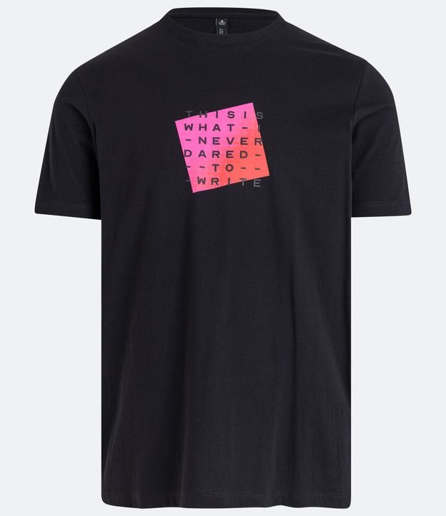 Camiseta Slim em Algodão com Estampa Geométrica e Lettering Preto 5