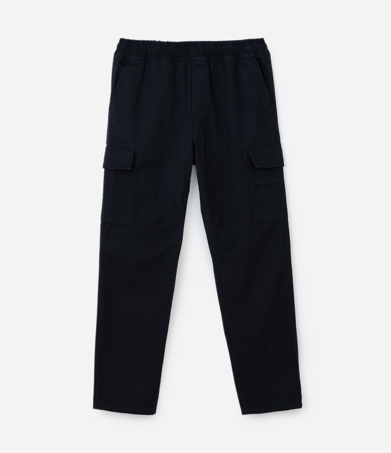 Calça Cargo em Sarja com Cós Elástico e Bolsos Laterais Preto 6