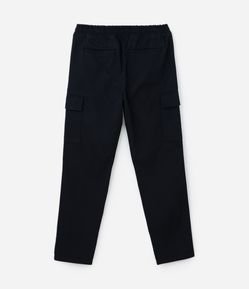 Calça Cargo em Sarja com Cós Elástico e Bolsos Laterais