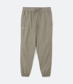 Calça Jogger em Paper Touch com Cós em Ribana e Recortes