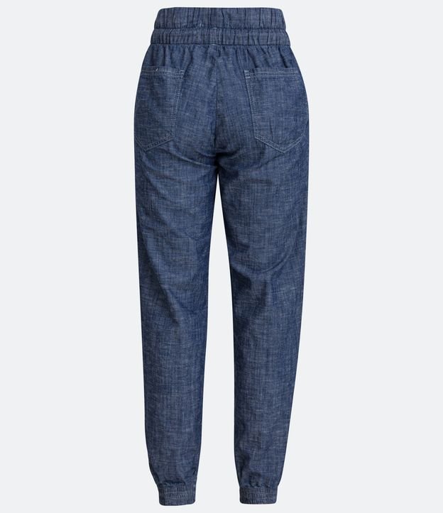 Calça Jogger Jeans com Cintura Média e Amarração Azul Médio 6