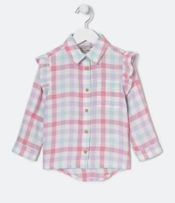Camisa Infantil com Estampa Xadrez e Babado na Cava - Tam 1 a 5 Anos