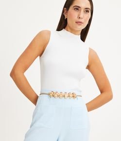 Cinto Estreito em Metal com Pedraria