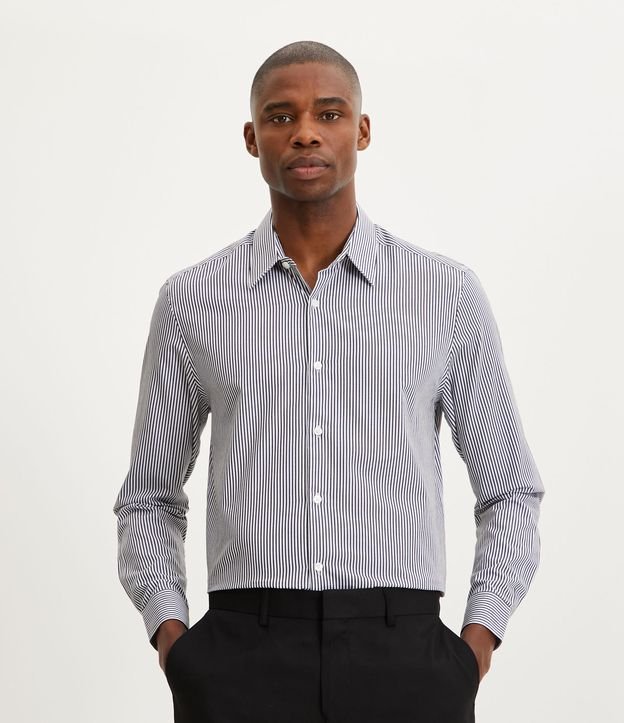 Camisa Comfort em Algodão com Estampa de Listras